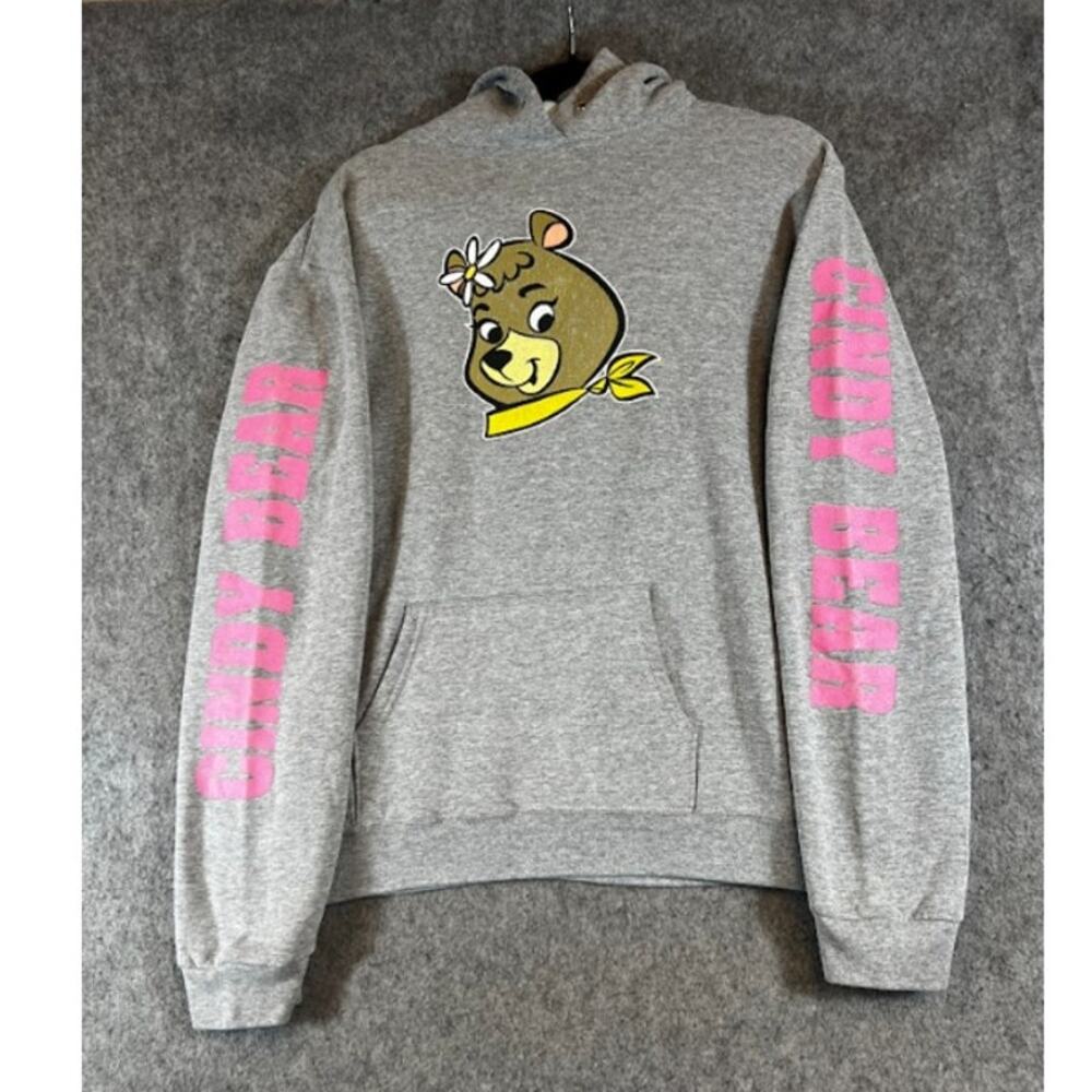 VTG Y2K Cindy Bear Pullver Hoodie Men Medium Gray Sleeve Print Yogi Bear Cartoon